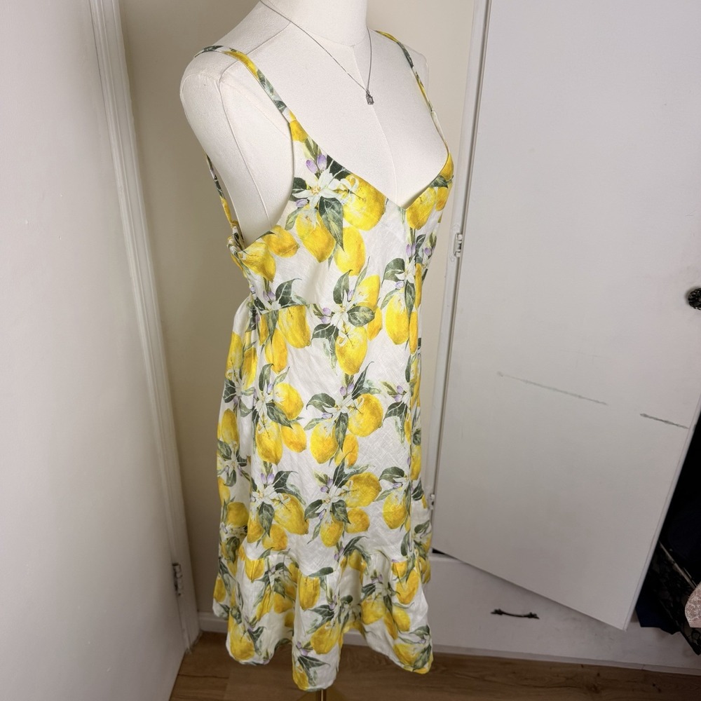 Josephine Positano Made In Italy  100% Linen Floral Sundress Sz M Vintage